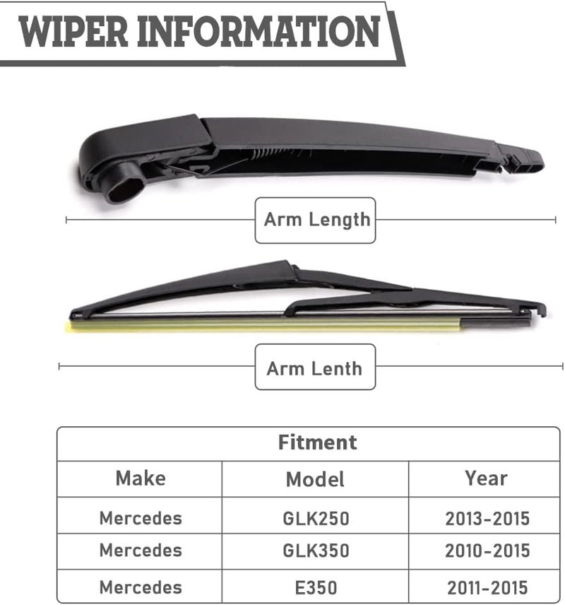 HODEE Rear Wiper Arm Blade Nut Set Replacement for Mercedes-Benz GLK250,GLK350, E350,E63 AMG 2010-2015,Rear Windshield Wiper Cover Accessories Assembly, Wiper Cap Set for Back Window, OE:2128201945 - Image 2